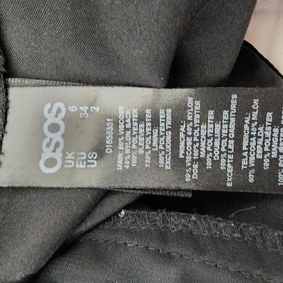 Asos Petite Swing Dress In Velvet Check With Leather Look Collar‎ Black Size 2 - Picture 12 of 12